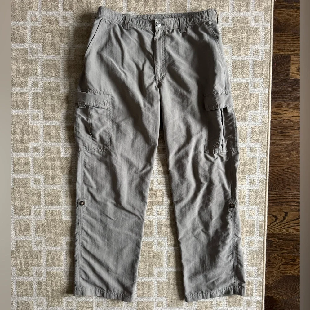 The North Face Hiking Pants Khaki Nylon Cargo Utility Outdoor Size 36